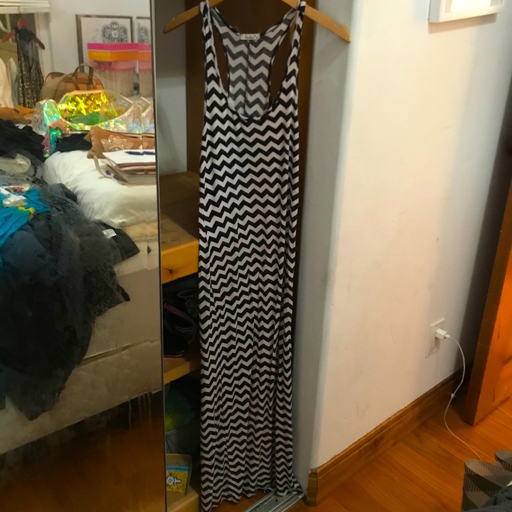 Long black and white stripe dress
